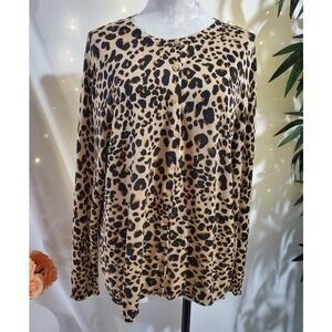 Liz Claiborne New York Silk Blend Button Cardigan Sweater Size 2X Mob Wife Tan